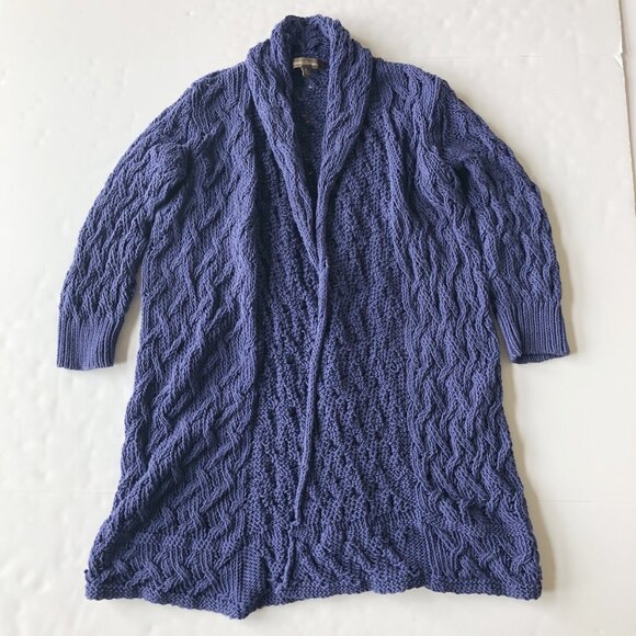 TOMMY BAHAMA Blue Open Front Cable Knit Cardigan Sweater BeachWomens Small - Picture 3 of 9